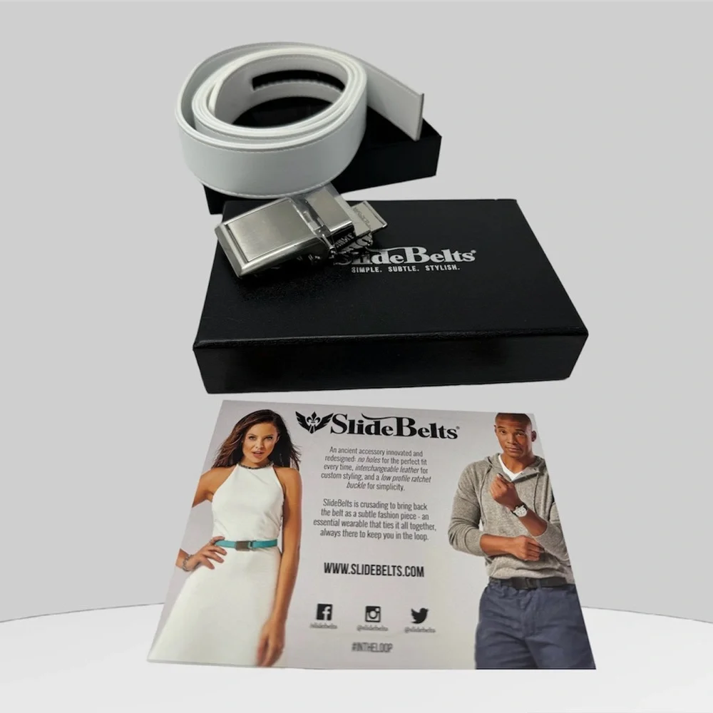 SlideBelts Classic White Belt (Simple,Subtle, Stylish)